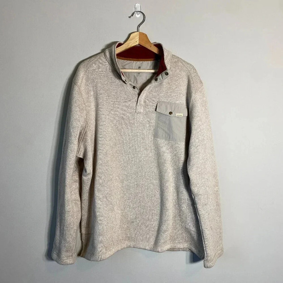NWOT Woolrich 1/4 Snap Fleece Pullover Sweater Men's XL Cream Long Sleeve Pocket - Picture 2 of 14